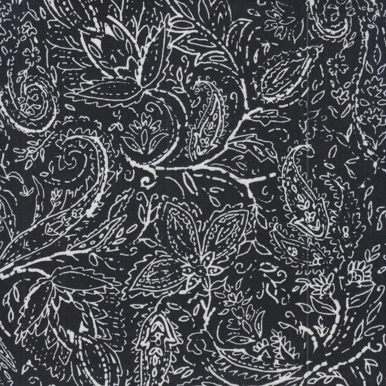 1 Yard Black DTY Brushed Paisley Print Knit Fabric 58/60" Width